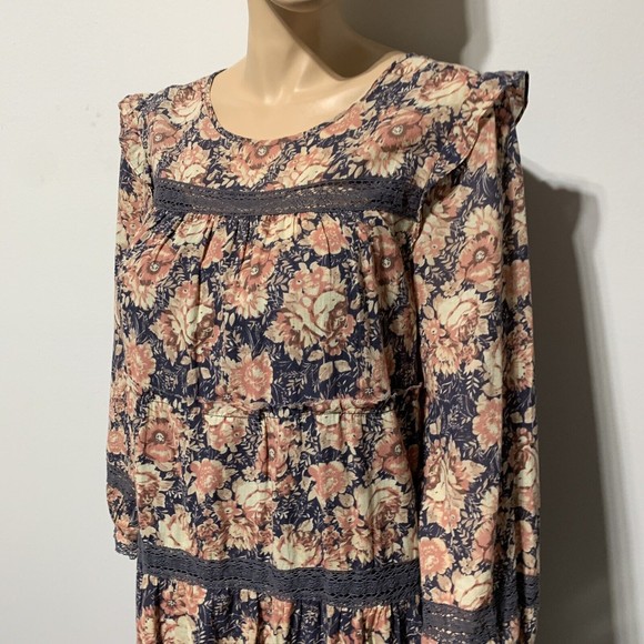 Current Elliot Maxi Dress Size 1 Women’s S Floral Long Sleeve Crochet Lace - Picture 3 of 12